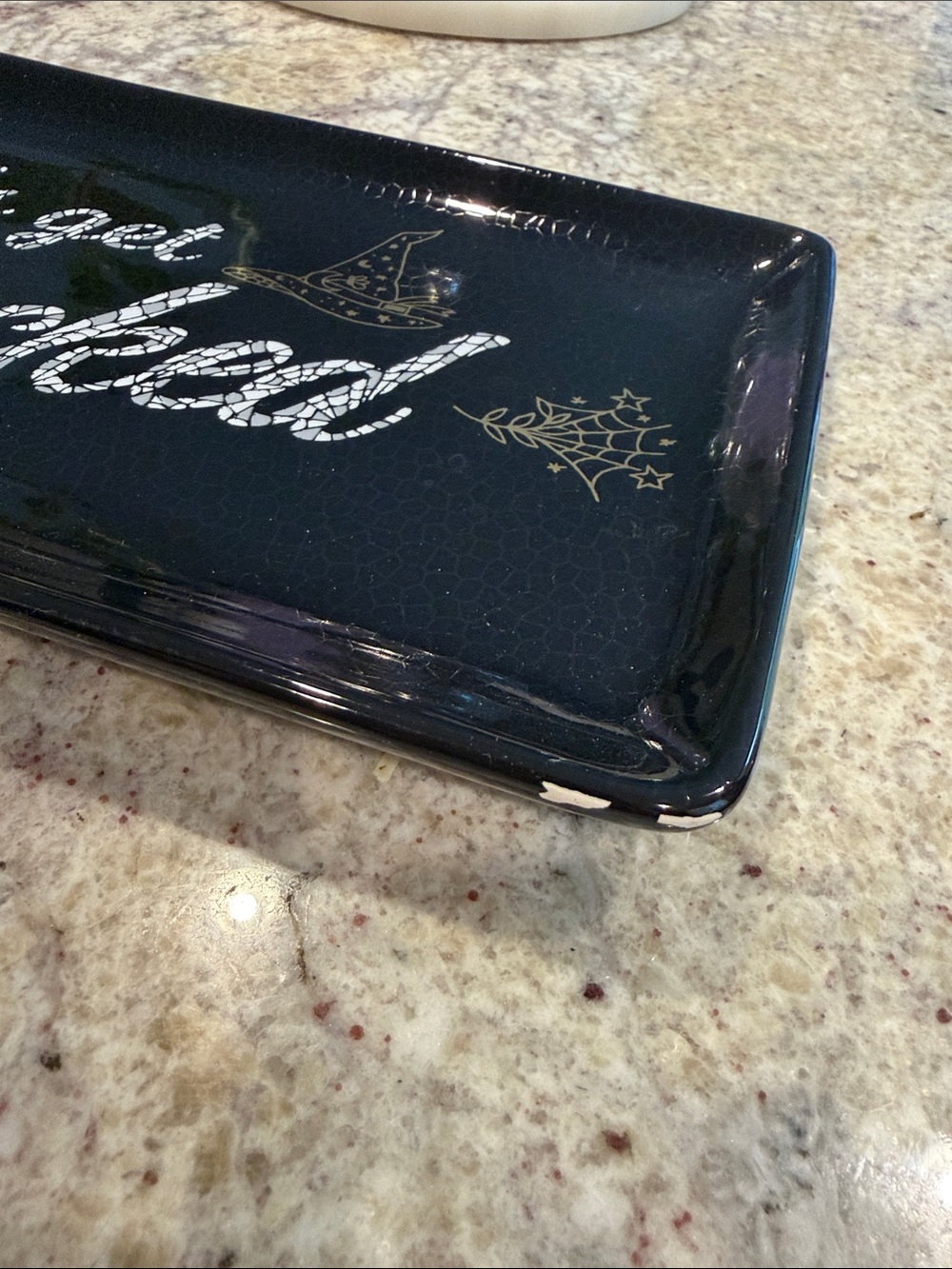 Let's Get Wicked Black Halloween Trinket Tray or Charcuterie Tray Serving Tray - Picture 3 of 4